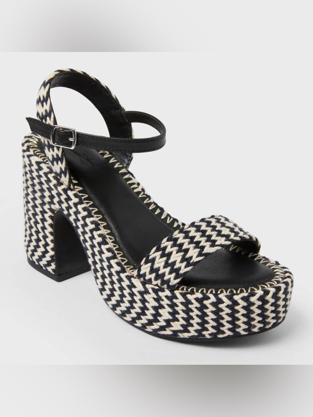 Universal Thread Madeline Woven Platform Sandal Black Tan Woven